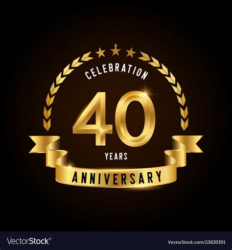 40 Years Anniversary Celebration Logotype Golden Vector Image