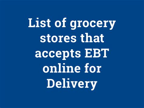 This program is available to you, if you meet one of the following conditions: List of Grocery Stores That Accept EBT Online for Delivery ...