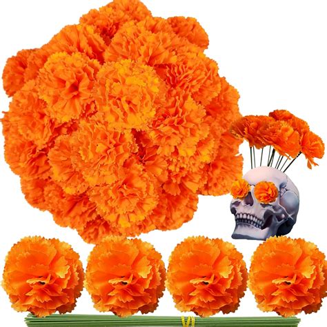 marigold flower heads bulk 50pcs silk marigold artificial flowers for diwali home decor diy