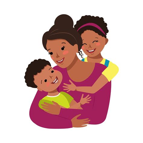 Mom Hugs Daughter And Son African American People 3046212 Vector Art