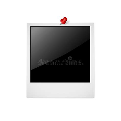 Polaroid Photo Frame With Red Pin Isolated On White Background Stock