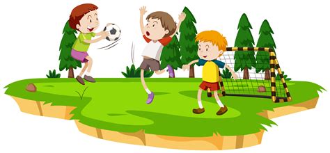 Boys Playing Soccer In The Field 455248 Vector Art At Vecteezy