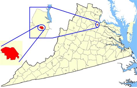 Image Map Showing Fredericksburg City Virginia