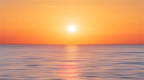 Download Wallpaper 1366x768 Sea Horizon Sky Sunset Sun Tablet