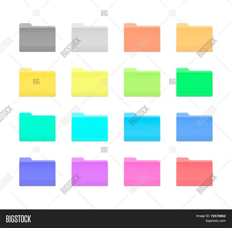 Colorful Folder Icons Vector And Photo Free Trial Bigstock