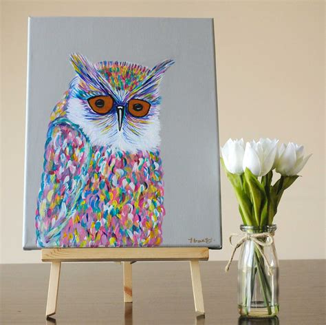 Wise Acrylic On Canvas Artwork Abstract Owl Etsy Canvas Artwork