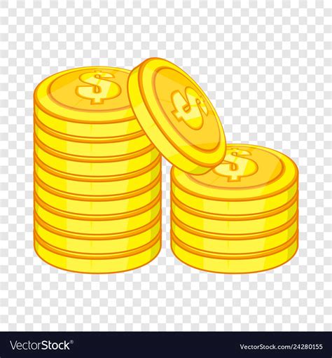 Stack Gold Coins Icon Cartoon Style Royalty Free Vector