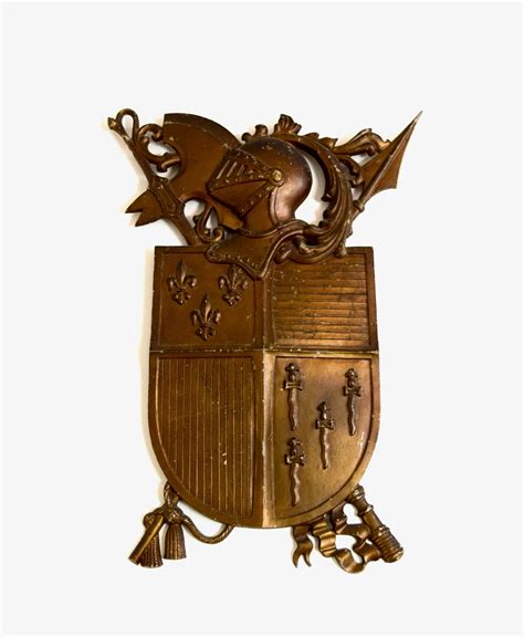 mid century sexton shield coat of arms knight and flour de etsy