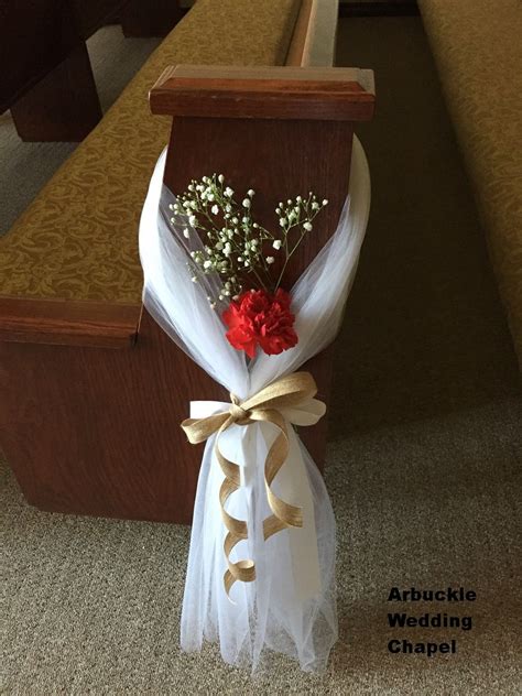 Pew Decoration So Pretty And Easy White Tulle Burlap Ribbon Red
