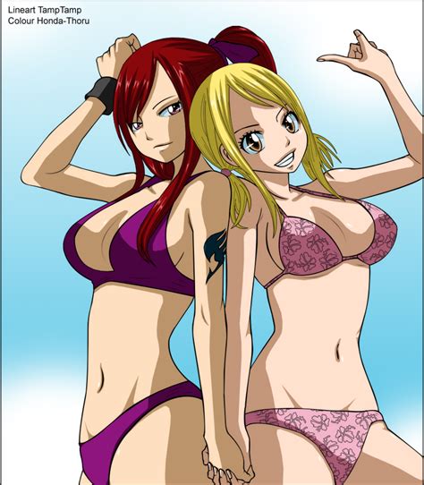 Ft Lucy And Erza Colour By Honda Thoru On Deviantart