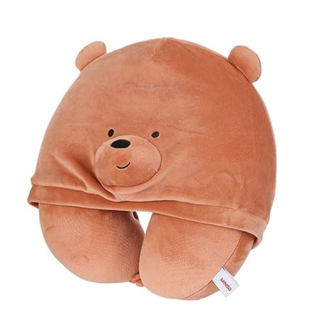 Miniso We Bear Bears U Shaped Grizz Pillow With Hood Home