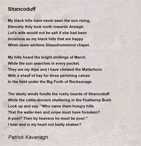 Shancoduff Poem By Patrick Kavanagh Poem Hunter