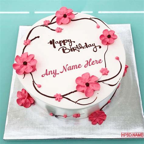 Lovely happy birthday mother cake gif. Pink Color Flower Decorated Cake With Name for Mom in 2020 | Birthday wishes cake, Happy ...