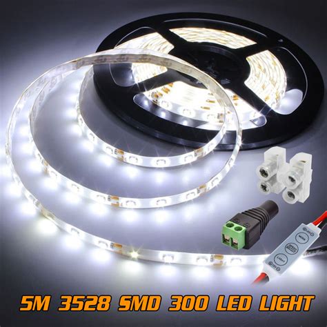 5m 300 Led Strip Light 3528 Smd Cool White Inline Dimmer Waterproof