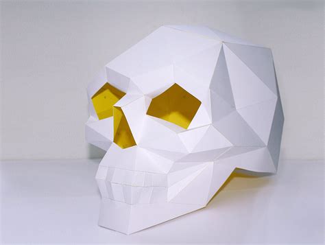Diy Skull Mask Low Poly Paper Craft Template Printable Skull Etsy