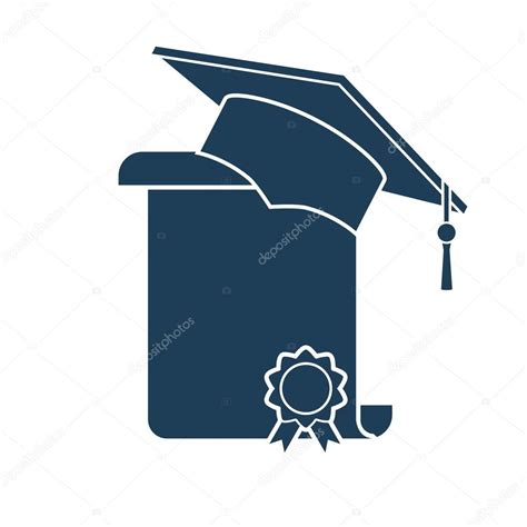 Icon Graduation Cap And Diploma Vector Illustration Black Icon Stock