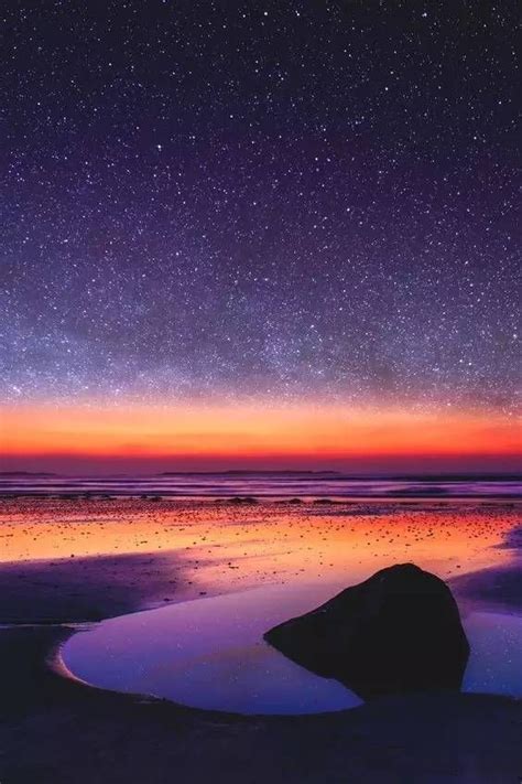 Beach ~ Sunset ~ Starry Sky Beautiful Landscapes Landscape