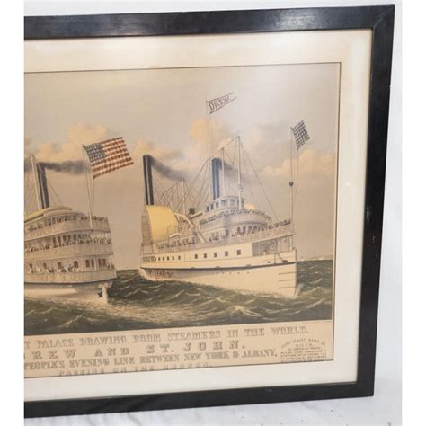 19th Century American Currier And Ives Lithograph Print Of Two Hudson