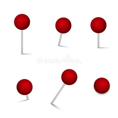 Realistic Red Push Pins Vector Stock Vector Illustration Of Button