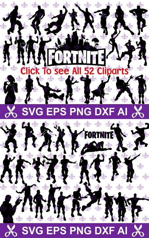fortnite game emotes  cliparts bundle svg