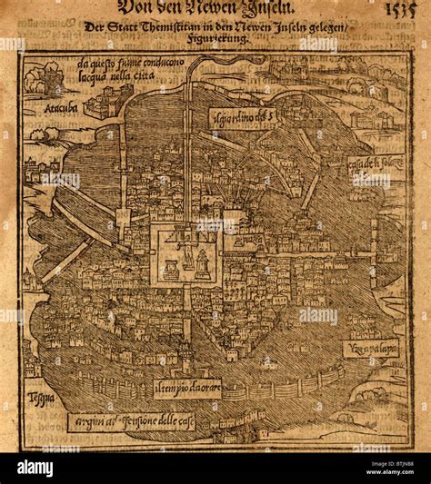 Aztec Capital Tenochtitlan Now Mexico City From A 1597 Map By