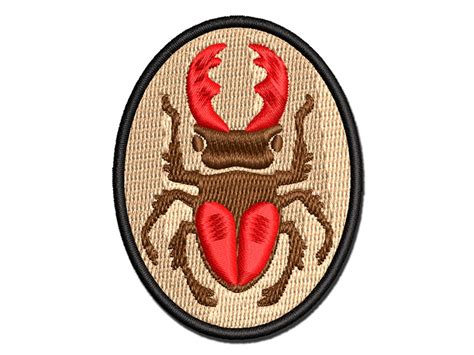 Stag Beetle Multi Color Embroidered Iron On Or Hook And Loop Patch