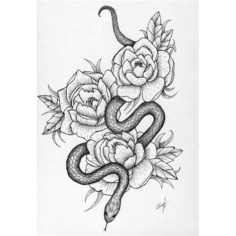 Snake Among Roses Tattoo Design Home Decor Wall Art Original Snake
