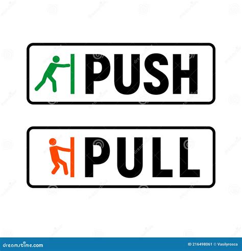 Push Pull Door Sign Vector Push And Pull Icon Sticker Design Concept