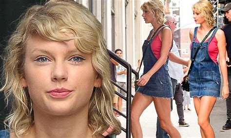 Taylor Swift Sports Kooky Bedhead Curls As She Steps Out In Leggy Denim Overalls In Nyc Daily