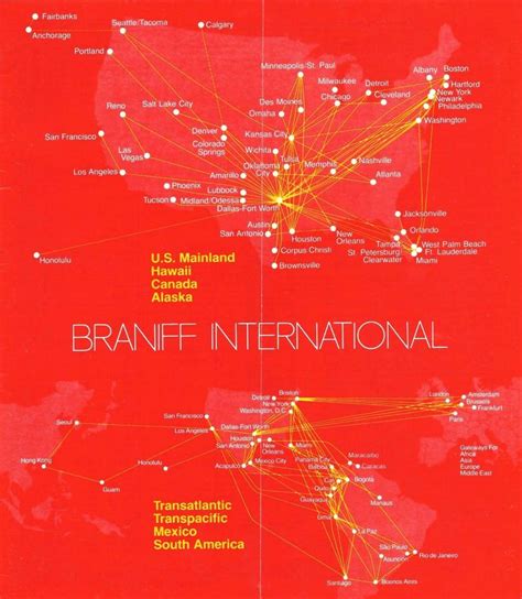 Braniff International Route Map Vintage Airlines Route
