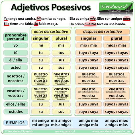 Adjetivos Posesivos Possessive Adjectives In Spanish Recursos De