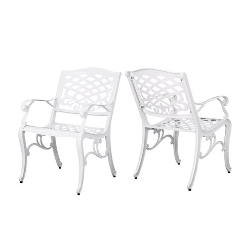 Tsa Outdoor Cast Aluminum Arm Chair Set Of 2 Patio Dining Chairs