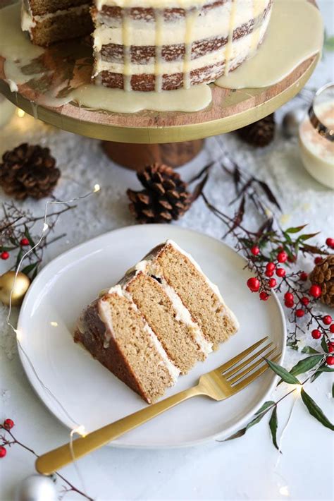 Eggnog Cake With Spiced Cream Cheese Buttercream And White