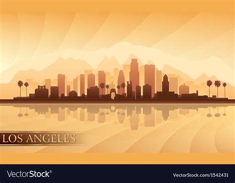 Los Angeles City Skyline Detailed Silhouette Vector Image