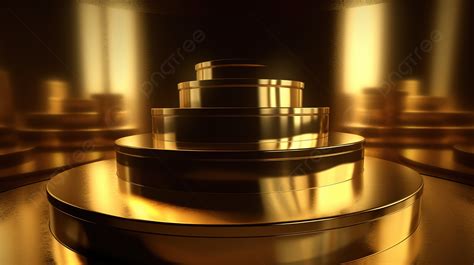 Golden Tier Of Gold Cakes Stacked Background Animated Broll 3d Podium