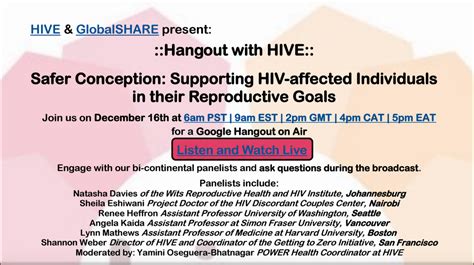 Hangouts With Hive Supporting Hiv Affected Individuals In Their Reproductive Goals Hive