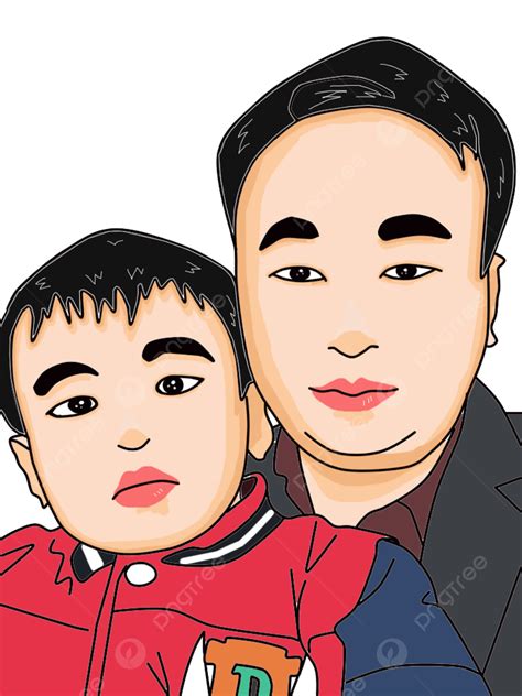 Cartoon Father And Son White Transparent Hand Drawn Cartoon Cartoon
