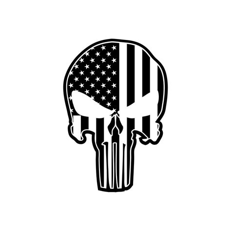 Skull Vinyl Decal American Flag Skull Decal Punisher Skull Etsy