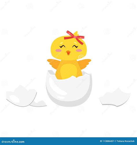 Easter Chick Hatched From Egg Stock Vector Illustration Of Colorful