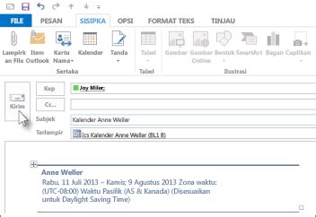 Mengirim Kalender Outlook Dalam Pesan Email Dukungan Microsoft