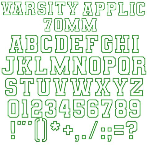 Esa Embroidery Font Varsity Applique 70mm