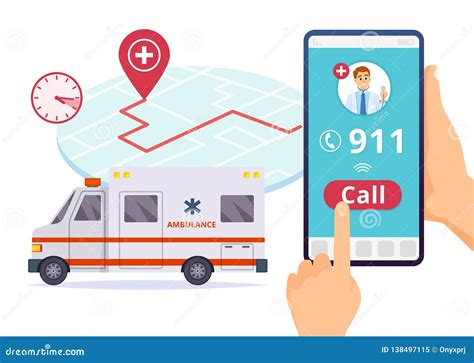 Ambulance Service Urgent 911 Hospital Emergency Call Vector Concept