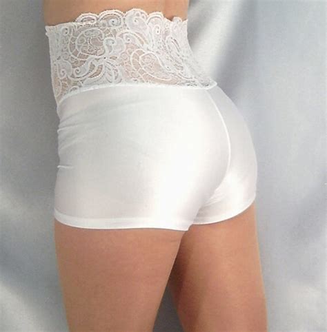 High Waisted White Spandex Shorts Hot Pants With Lace Top