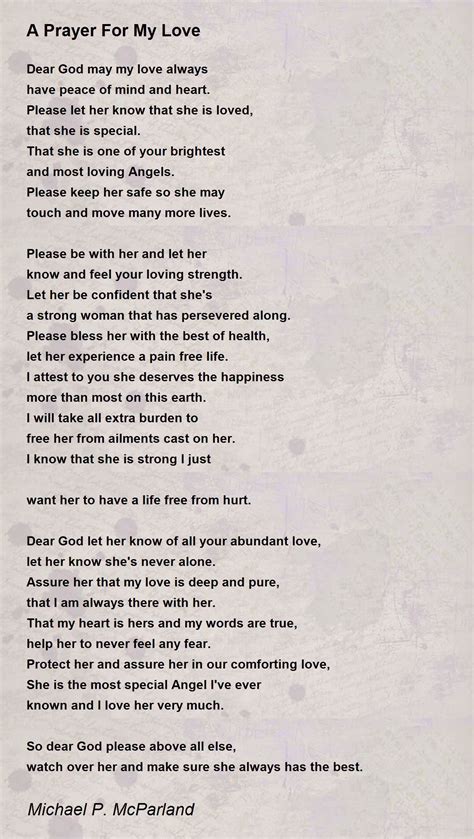 A Prayer For My Love A Prayer For My Love Poem By Michael P Mcparland