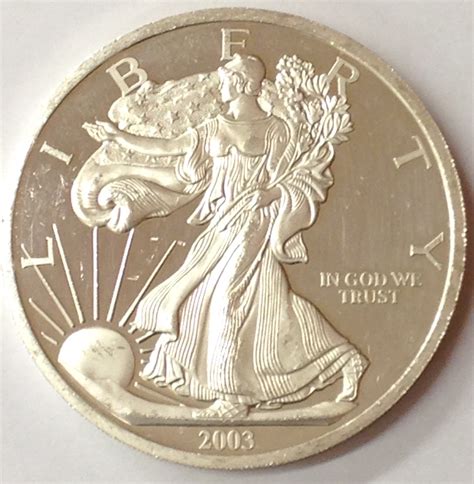 2003 1 Lb Proof American Silver Eagle Round 1197 Troy Oz Of 999 Fine