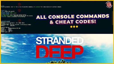 All Stranded Deep Console Commands And Cheat Codes Youtube