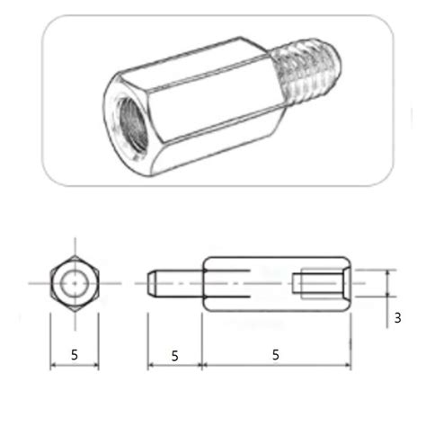 Mua đai ốc Nối Ren M3x5mmchiều Dài Cơ Thể Tổng Chiều Dài 10mm