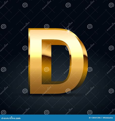 Vector Gold Letter D Uppercase Isolated On Black Background Stock