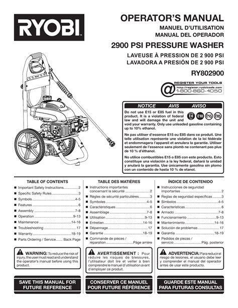 Ryobi Pressure Washer Owners Manual