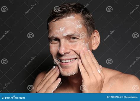 Man Washing Face With Soap Stock Image Image Of Lifestyle 129387665